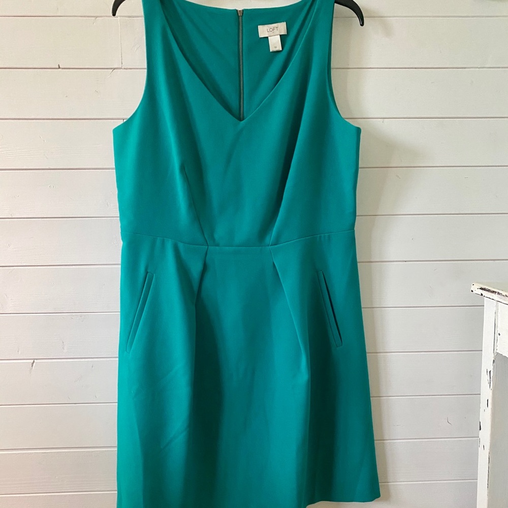 Loft Teal V-Neck dress